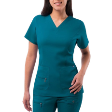 Adar Womens Pro Elevated V-Neck Scrub Top - Caribbean Blue