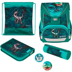 Herlitz UltraLight Plus School Bag Set - Green Rex