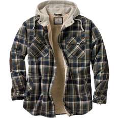 Legendary Whitetails Men's Camp Night Berber Lined Hooded Flannel Shirt Jacket - Upland Plaid