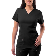 Adar Womens Pro Elevated V-Neck Scrub Top - Black