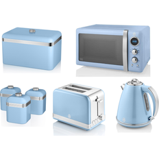 Swan Retro Blue Jug Kettle 2 Slice Toaster Set