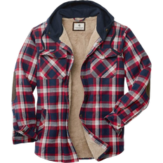 Legendary Whitetails Men's Camp Night Berber Lined Hooded Flannel Shirt Jacket - Night Racer Plaid