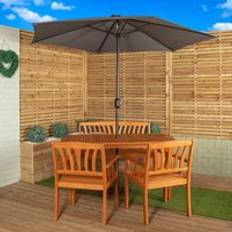 Samuel Alexander Outdoor 4 Person Rectangular Wooden Table Chairs Patio Dining Set