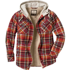 Legendary Whitetails Men's Camp Night Berber Lined Hooded Flannel Shirt Jacket - Cardinal Arrowood Plaid