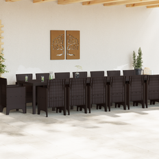 Garden & Outdoor Furniture vidaXL 17 Piece Garden Brown Poly Rattan Patio Dining Set