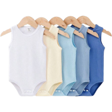 Shein SHEIN Set Of 5 Adorable And Colorful Warm-Toned Bodysuits For Baby Boys, Suitable For Outdoor Activities, Vacation And Holidays In Spring And Summer