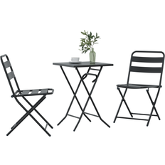 Grey - Metal Bistro Sets vidaXL 3 Piece Folding Anthracite Steel Bistro Set, 1 Table incl. 2 Chairs