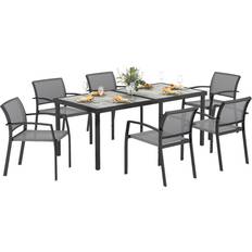 OutSunny Sitzgruppe 7 Tlg Für 6 Personen Essgruppe