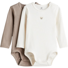 H&M Baby Long Sleeved Bodysuit - Light Brown/Bear