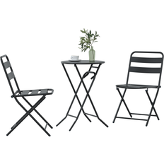 Grey - Metal Bistro Sets vidaXL 3 Piece Folding Anthracite Steel Bistro Set