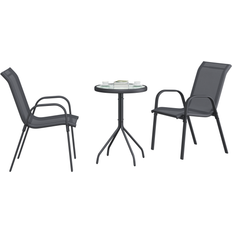 Grey - Metal Bistro Sets vidaXL 3 Piece Garden Anthracite Textilene Steel Bistro Set