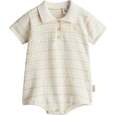 H&M Pointelle-Knit Romper Suit - Light Beige/Patterned (1283500001)