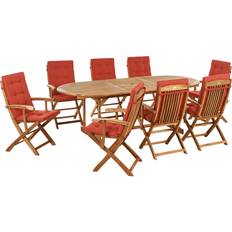 Red Patio Dining Sets Beliani 8 Seater Garden Oval Table Patio Dining Set