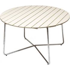 Stål Trädgårdsbord Grythyttan 9A Ø120cm - White Lacquered Oak/Hot-Dip Galvanized