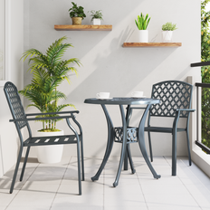 Grey - Metal Patio Chairs vidaXL Garden Chairs 2 Pcs Anthracite Steel