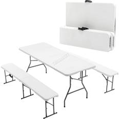 White Picnic Tables Birchtree Folding Table And 2 Bench Set 3 Piece