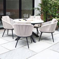 Royalcraft Garden & Outdoor Furniture Royalcraft Bali 4 Seater Round Ceramic Rope Grey Patio Dining Set