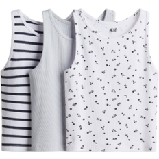 H&M Cotton Vest Tops 3-Pack - Blue