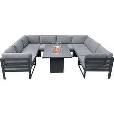Aluminium Outdoor Lounge Sets MonsterShop Modular Garden Furniture With Fire Pit Anthracite Grey Outdoor Lounge Set