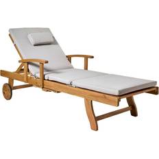 Seat Cushion Sun Beds Beliani Garden Sun Lounger Acacia Wood Reclining Cushion