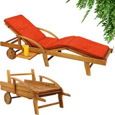 Orange Sun Beds Casaria Garden Lounger Tami Sun Acacia Cushion Orange