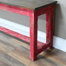 Melody Maison Large Distressed Wooden Red Garden Bench