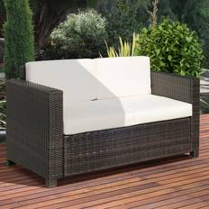 Outdoor Sofas on sale OutSunny 2 Seater Brown Rattan Garden Loveseat Outdoor Sofa
