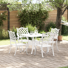 Aluminium Patio Dining Sets vidaXL 5 Piece Garden White Cast Aluminum Patio Dining Set
