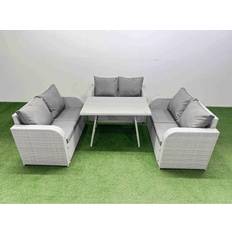 Lounge Patio Dining Sets Fimous 6-Seater Rectangular Table Light Grey Patio Dining Set