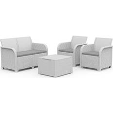 Set da Lounge da Esterno Keter Giardino Divano 2 Poltrone Tavolino Resina Bianco Set da Lounge da Esterno