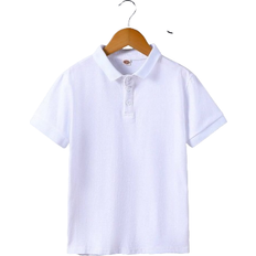 24-36M Pikétröjor Barnkläder Shein Tween Boy Kids Fashion Solid Color Polo Shirt With Collar