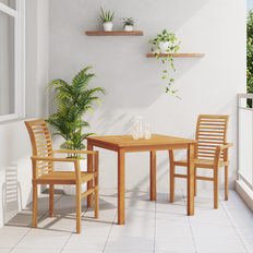 Teak Patio Chairs vidaXL Stacking Garden Chair 2 Pcs Solid Wood Teak
