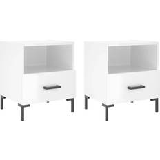 vidaXL 827441 High Gloss White Bedside Table 35x40cm 2pcs