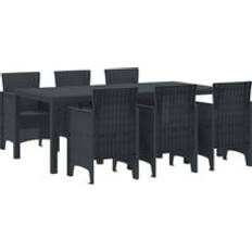 Utemöbler vidaXL Trädgårds Matsalsset 7 Pcs Antracit 200 x 100 x 73 cm Matgrupp