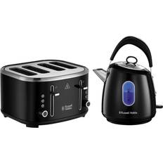 Russell Hobbs Stylevia Black Kettle And 4 Slice Toaster Set
