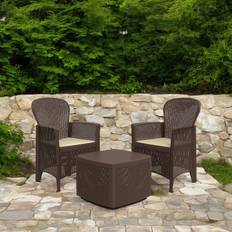 Set da Lounge da Esterno Dmora Salotto Giardino Effetto Rattan 60x58h91 cm Marrone Set da Lounge da Esterno, Tavolo incluso 2 Sedie