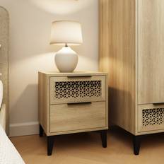 Oaks Bedside Tables GFW Ezra 2 Drawer Oak Light Oak Bedside Table