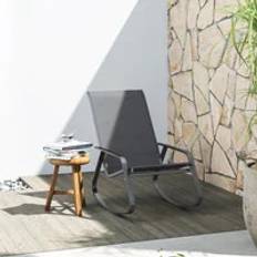 Grey - Metal Outdoor Rocking Chairs Alfresco Garden Rocking Chair High Back Grey