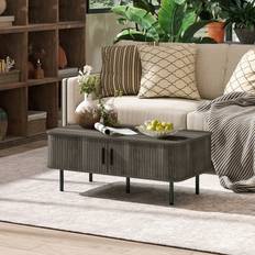 Homcom Grey Coffee Tables Homcom with Storage and Sliding Doors Coffee Table