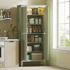 Homcom Green Cabinets Homcom Tall Kitchen Cupboard with Motion Sensor LED Light Storage Cabinet
