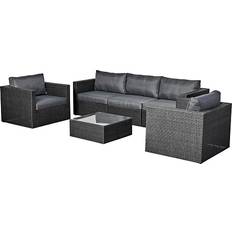 Loungesofa udendørs Pisa Loungesofa Med 2 Stole Og Bord Sort Loungesæt