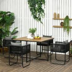 Metal Patio Dining Sets OutSunny 5-Piece PE Rattan Patio Dining Set