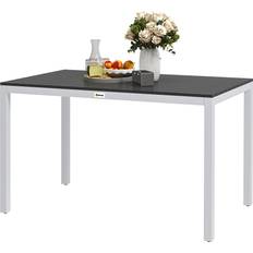 Aluminium Balkongbord Utemöbler OutSunny Trädgårdsbord Laminatlook Aluminium 120 x 70 cm Vit Svart Balkongbord