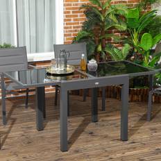 Mesas de Bistró Exterior OutSunny Mesa de Jardín Extensible de Aluminio 80-160x80x75 cm