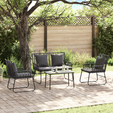 Metal Patio Dining Sets vidaXL Garden With Pillow 3 Pcs Poly Rattan Steel Patio Dining Set, 1 Table incl. 2 Chairs