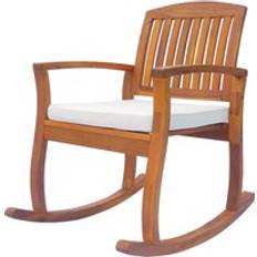 Outdoor Rocking Chairs OutSunny Acacia Wood Rocking Chair Deck with Cushion