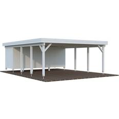 Palmako Dobbelt Carport Med Skur Karl Grundmalet Hvid 40.6 M² (Areal )