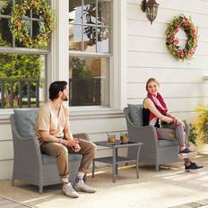OutSunny 2 Pieces Rattan Garden Chairs Light Grey