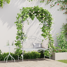 Garden & Outdoor Furniture vidaXL White Metal 121 x 48 x 200 cm Garden Bench
