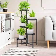 Pots, Plants & Cultivation Dakota Fields 5 Tier Foldable Metal Plant Stand 80cm H x 48cm L x 20cm D